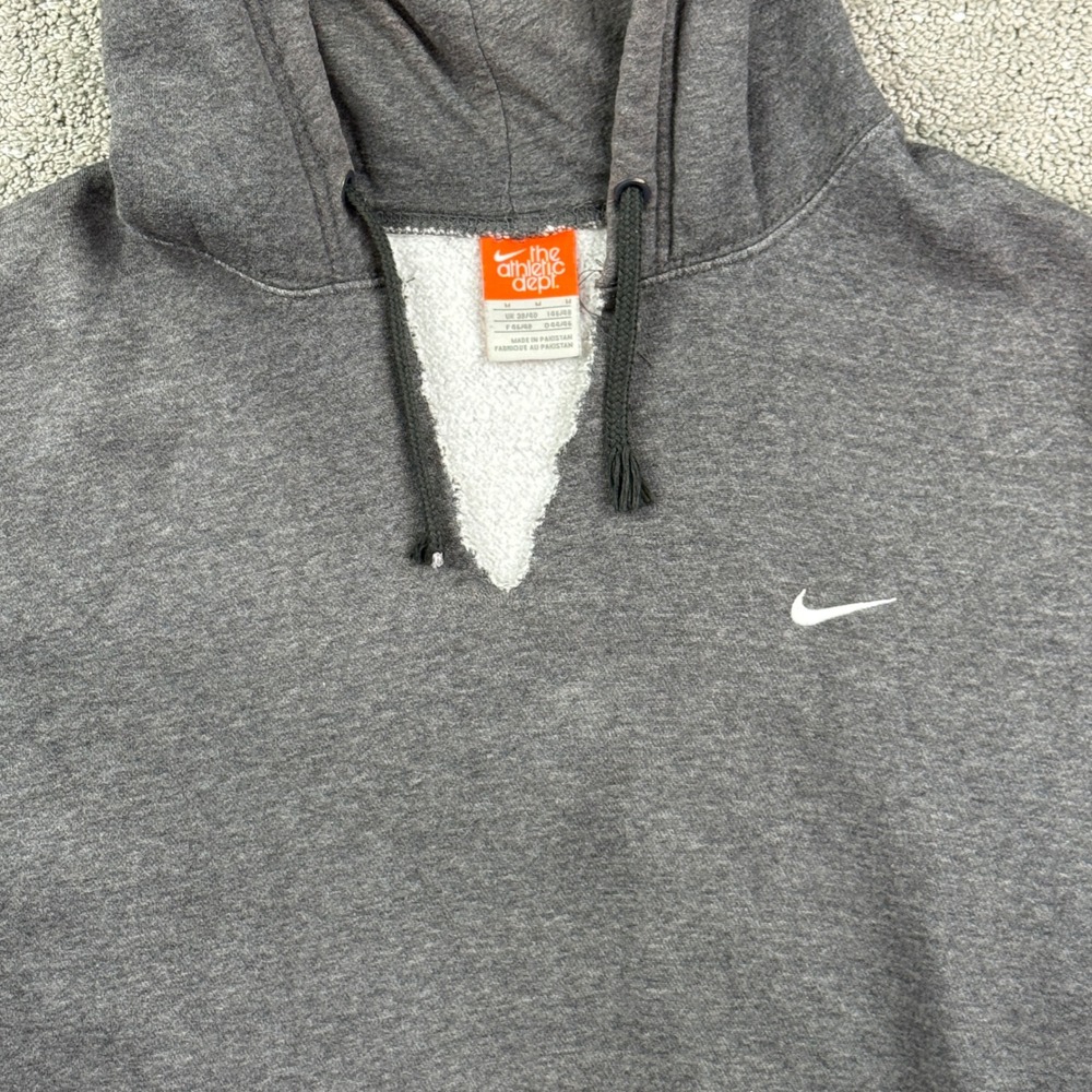 Vintage Y2K Nike Hoodie Womens M Gray V Neck Mini Swoosh Athletic Dept